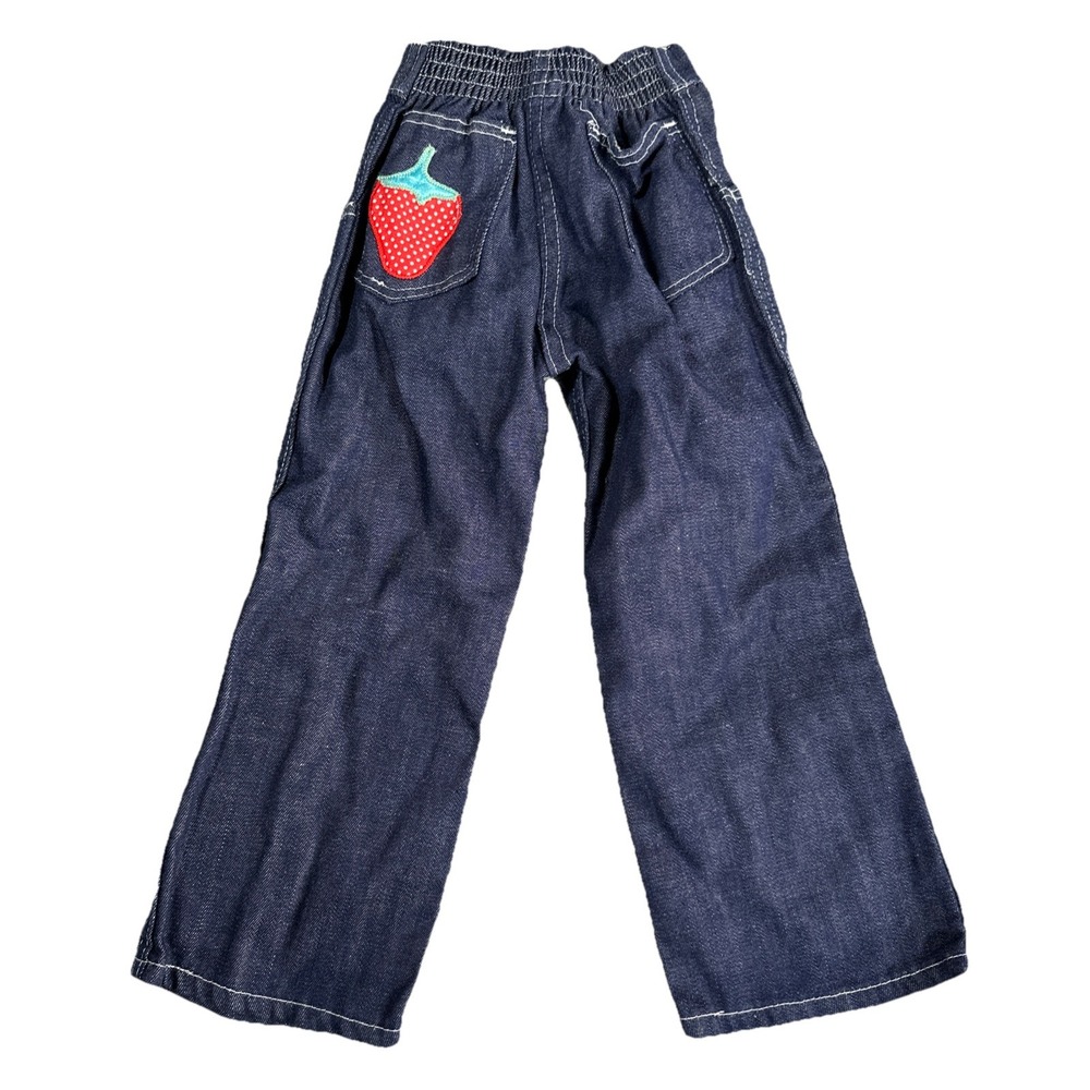 1970's Toddler Kids Bell Bottom Jeans Denim Sears Perma-Prest USA 4T Strawberry